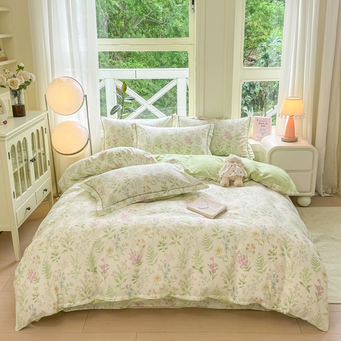 91家纺网 家纺一手货源 找家纺 凌鼎 2025新款多规格掉边13070全棉四件套 漫步花香