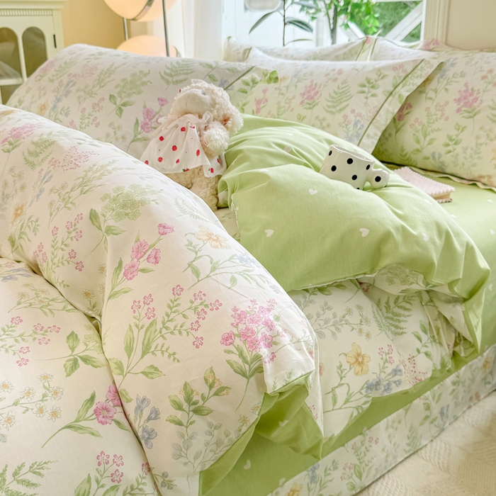 91家纺网 家纺一手货源 找家纺 凌鼎 2025新款多规格掉边13070全棉四件套 漫步花香