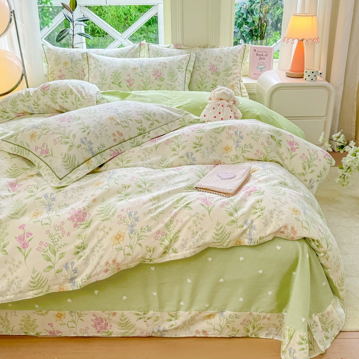 凌鼎 2025新款多规格掉边13070全棉四件套 漫步花香