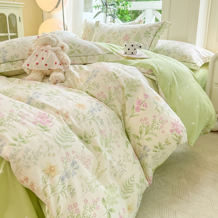 91家纺网 家纺一手货源 找家纺 凌鼎 2025新款多规格掉边13070全棉四件套 漫步花香