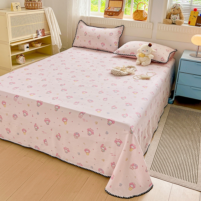 91家纺网 家纺一手货源 找家纺 逸林家纺《原希尔顿逸林》 2025新款云感皱皱纱镂空花边床单单品床单单件单床单 小鸥