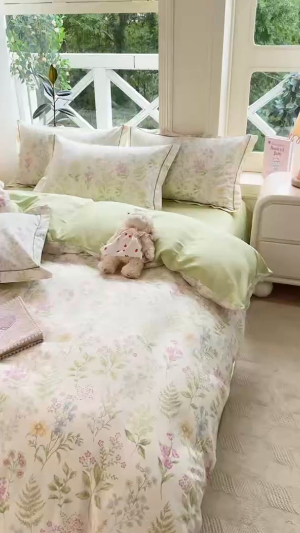 91家纺网 家纺一手货源 找家纺 凌鼎 2025新款多规格掉边13070全棉四件套 漫步花香