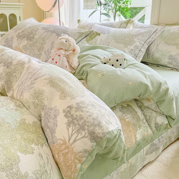 91家纺网 家纺一手货源 找家纺 凌鼎 2025新款多规格掉边13070全棉四件套 重庆森林