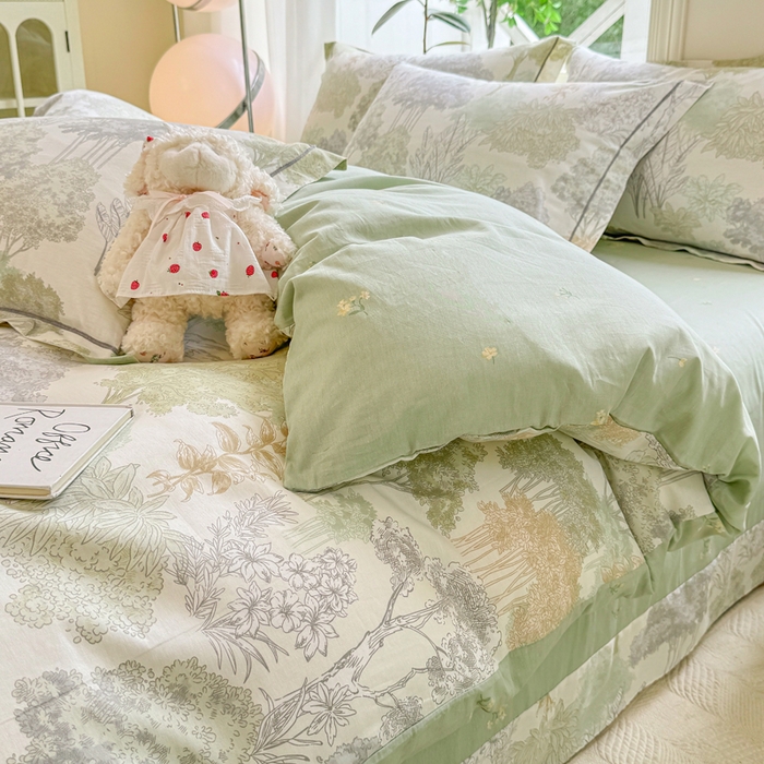 91家纺网 家纺一手货源 找家纺 凌鼎 2025新款多规格掉边13070全棉四件套 重庆森林