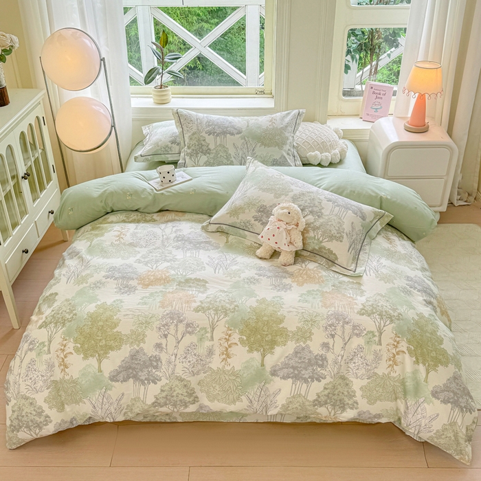 91家纺网 家纺一手货源 找家纺 凌鼎 2025新款多规格掉边13070全棉四件套 重庆森林