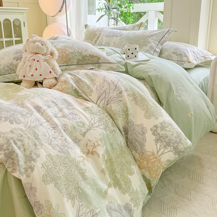 91家纺网 家纺一手货源 找家纺 凌鼎 2025新款多规格掉边13070全棉四件套 重庆森林