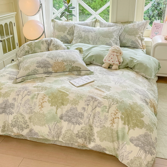 91家纺网 家纺一手货源 找家纺 凌鼎 2025新款多规格掉边13070全棉四件套 重庆森林