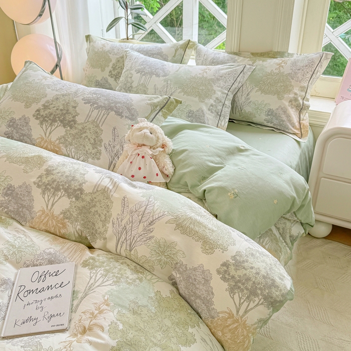 91家纺网 家纺一手货源 找家纺 凌鼎 2025新款多规格掉边13070全棉四件套 重庆森林