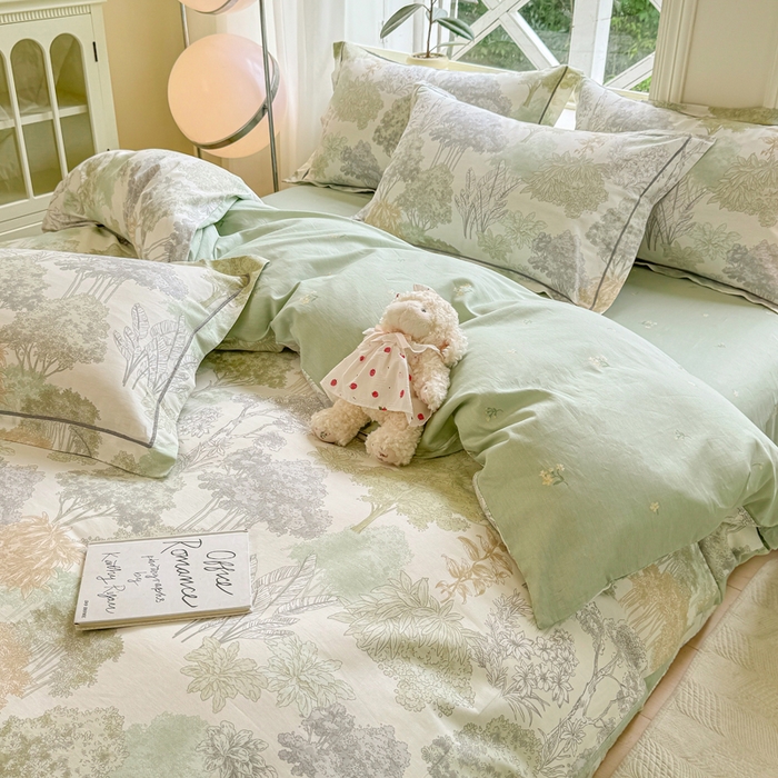 91家纺网 家纺一手货源 找家纺 凌鼎 2025新款多规格掉边13070全棉四件套 重庆森林