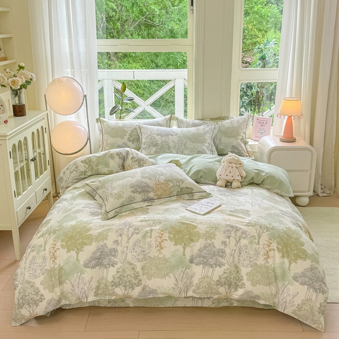 91家纺网 家纺一手货源 找家纺 凌鼎 2025新款多规格掉边13070全棉四件套 重庆森林