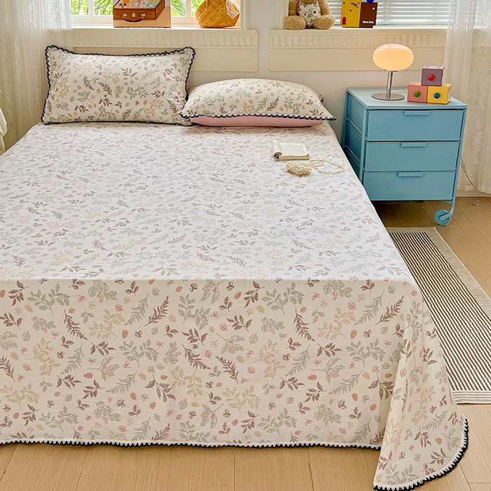 91家纺网 家纺一手货源 找家纺 逸林家纺《原希尔顿逸林》 2025新款云感皱皱纱镂空花边床单单品床单单件单床单 春晓