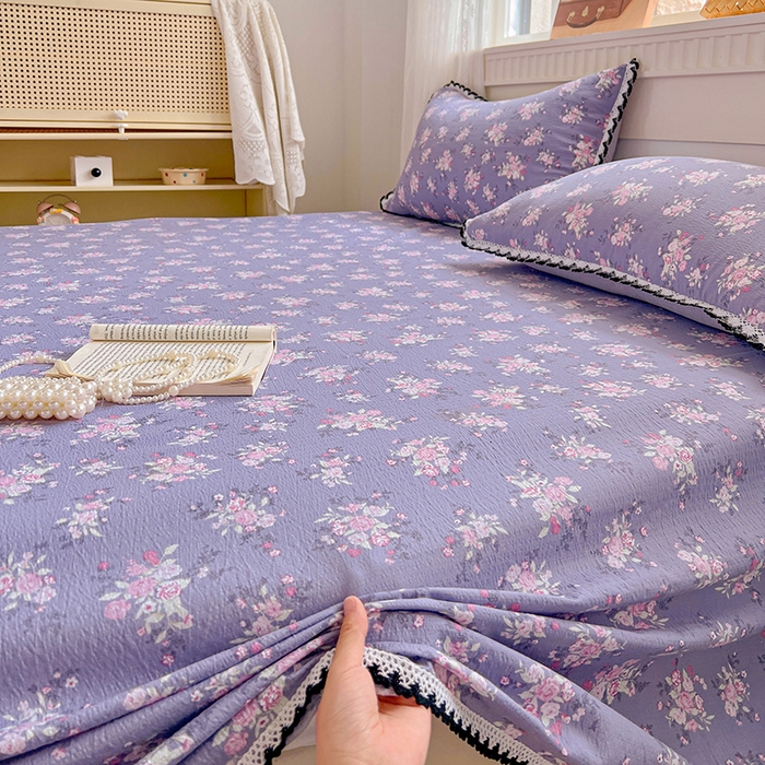 91家纺网 家纺一手货源 找家纺 逸林家纺《原希尔顿逸林》 2025新款云感皱皱纱镂空花边床单单品床单单件单床单 豆蔻