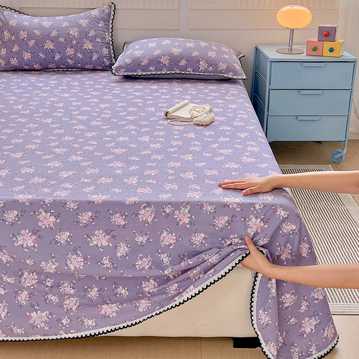 91家纺网 家纺一手货源 找家纺 逸林家纺《原希尔顿逸林》 2025新款云感皱皱纱镂空花边床单单品床单单件单床单 豆蔻