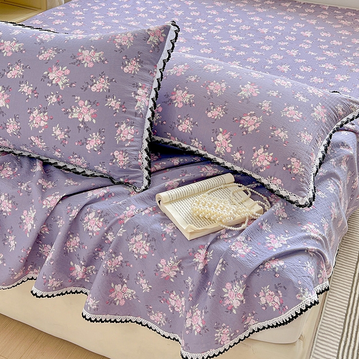 91家纺网 家纺一手货源 找家纺 逸林家纺《原希尔顿逸林》 2025新款云感皱皱纱镂空花边床单单品床单单件单床单 豆蔻