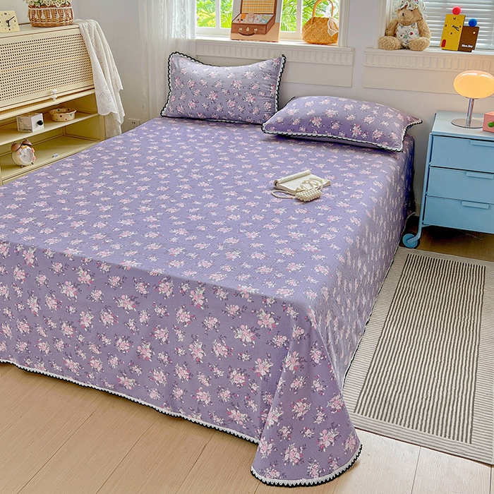 91家纺网 家纺一手货源 找家纺 逸林家纺《原希尔顿逸林》 2025新款云感皱皱纱镂空花边床单单品床单单件单床单 豆蔻