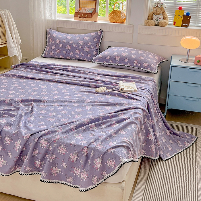 91家纺网 家纺一手货源 找家纺 逸林家纺《原希尔顿逸林》 2025新款云感皱皱纱镂空花边床单单品床单单件单床单 豆蔻