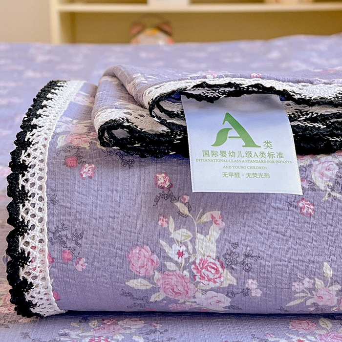 91家纺网 家纺一手货源 找家纺 逸林家纺《原希尔顿逸林》 2025新款云感皱皱纱镂空花边床单单品床单单件单床单 豆蔻