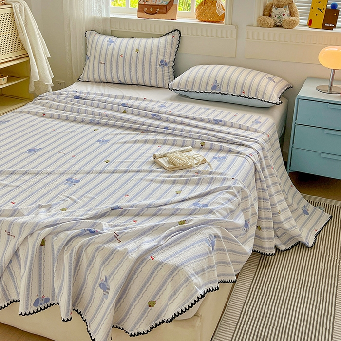 91家纺网 家纺一手货源 找家纺 逸林家纺《原希尔顿逸林》 2025新款云感皱皱纱镂空花边床单单品床单单件单床单 墩撴小象