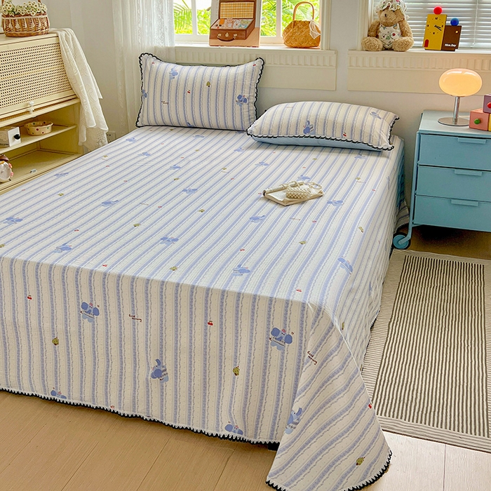 91家纺网 家纺一手货源 找家纺 逸林家纺《原希尔顿逸林》 2025新款云感皱皱纱镂空花边床单单品床单单件单床单 墩撴小象