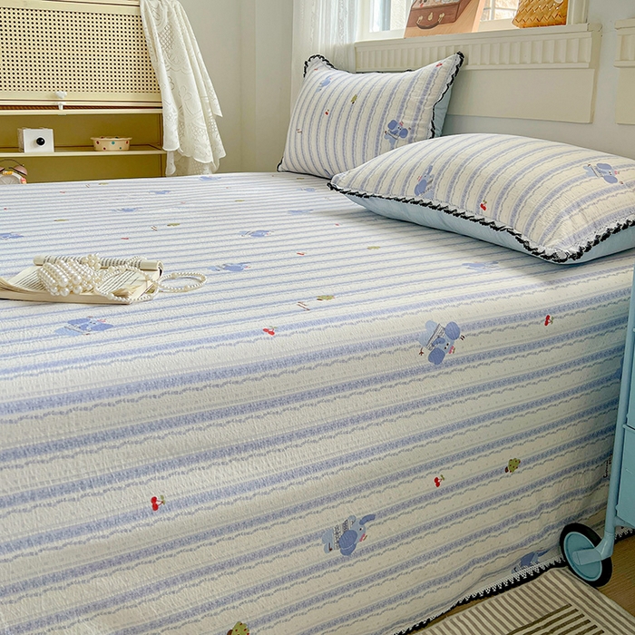 91家纺网 家纺一手货源 找家纺 逸林家纺《原希尔顿逸林》 2025新款云感皱皱纱镂空花边床单单品床单单件单床单 墩撴小象