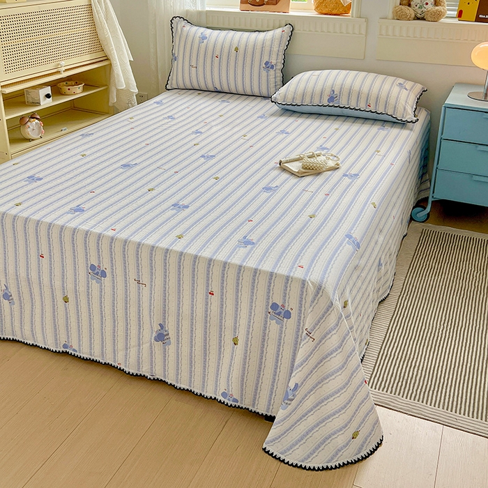 91家纺网 家纺一手货源 找家纺 逸林家纺《原希尔顿逸林》 2025新款云感皱皱纱镂空花边床单单品床单单件单床单 墩撴小象