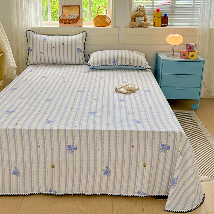 91家纺网 家纺一手货源 找家纺 逸林家纺《原希尔顿逸林》 2025新款云感皱皱纱镂空花边床单单品床单单件单床单 墩撴小象