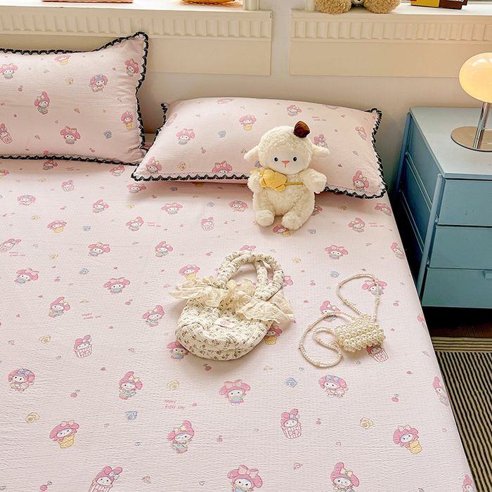 91家纺网 家纺一手货源 找家纺 逸林家纺《原希尔顿逸林》 2025新款云感皱皱纱镂空花边床单单品床单单件单床单 小鸥