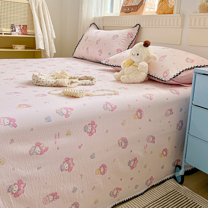 91家纺网 家纺一手货源 找家纺 逸林家纺《原希尔顿逸林》 2025新款云感皱皱纱镂空花边床单单品床单单件单床单 小鸥