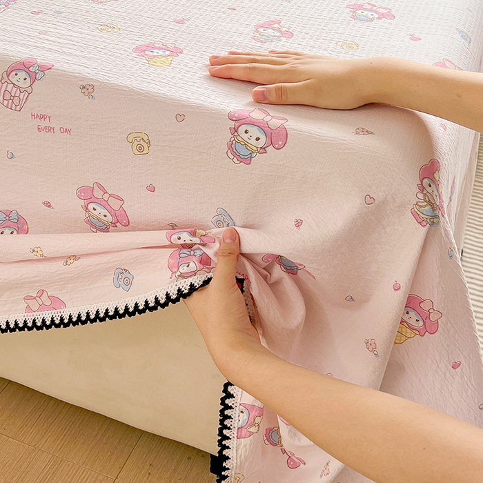 91家纺网 家纺一手货源 找家纺 逸林家纺《原希尔顿逸林》 2025新款云感皱皱纱镂空花边床单单品床单单件单床单 小鸥