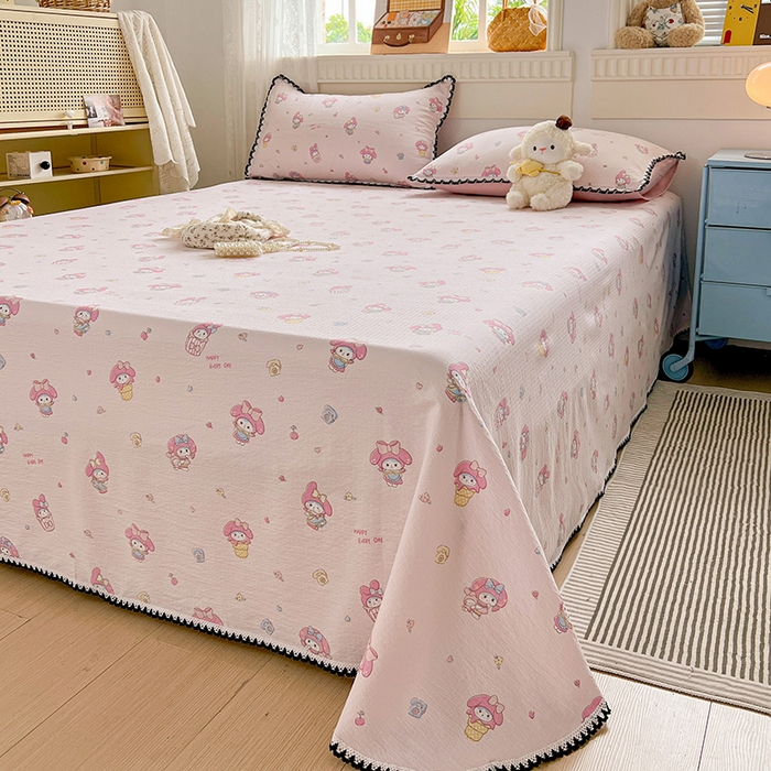 91家纺网 家纺一手货源 找家纺 逸林家纺《原希尔顿逸林》 2025新款云感皱皱纱镂空花边床单单品床单单件单床单 小鸥