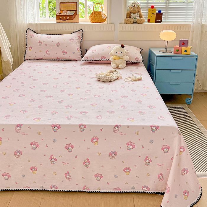 91家纺网 家纺一手货源 找家纺 逸林家纺《原希尔顿逸林》 2025新款云感皱皱纱镂空花边床单单品床单单件单床单 小鸥