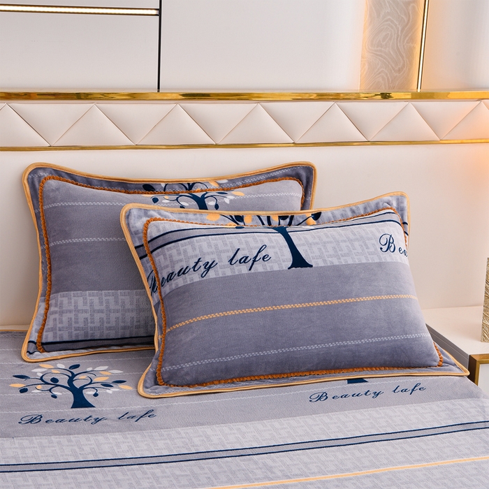 91家纺网 家纺一手货源 找家纺 2025新款牛奶绒印花床裙四件套系列-四件套 发财树