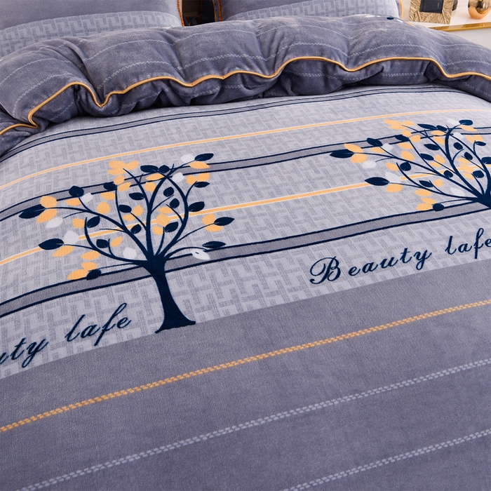 91家纺网 家纺一手货源 找家纺 2025新款牛奶绒印花床裙四件套系列-四件套 发财树