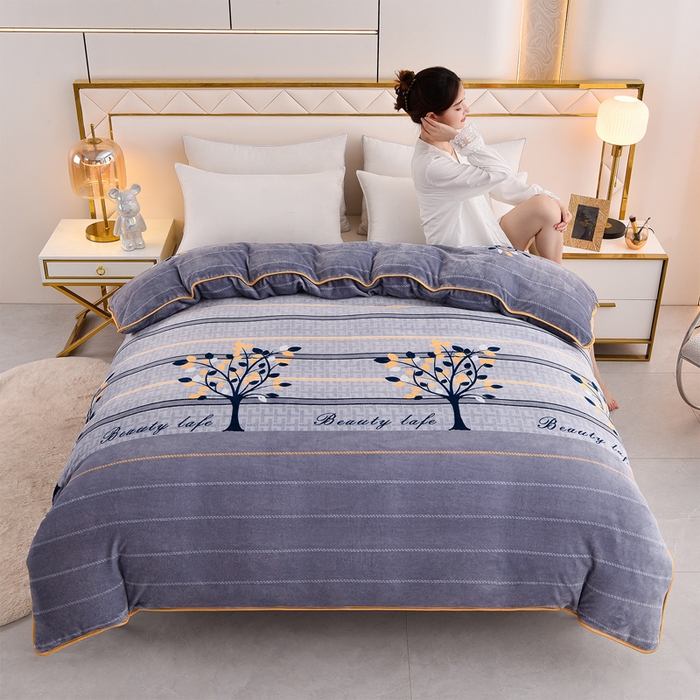 91家纺网 家纺一手货源 找家纺 2025新款牛奶绒印花床裙四件套系列-四件套 发财树