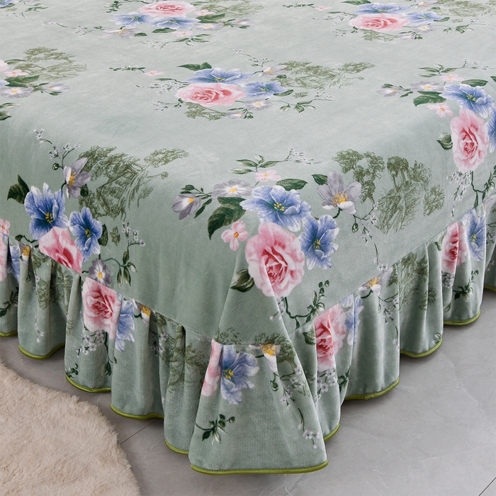 91家纺网 家纺一手货源 找家纺 2025新款牛奶绒印花床裙四件套系列-四件套 繁花似锦