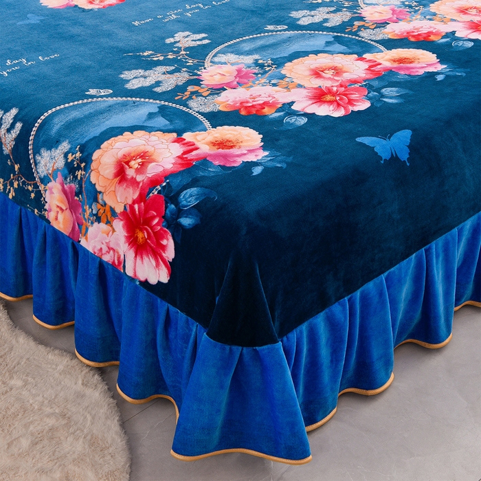 91家纺网 家纺一手货源 找家纺 2025新款牛奶绒印花床裙四件套系列-四件套 镜花水月