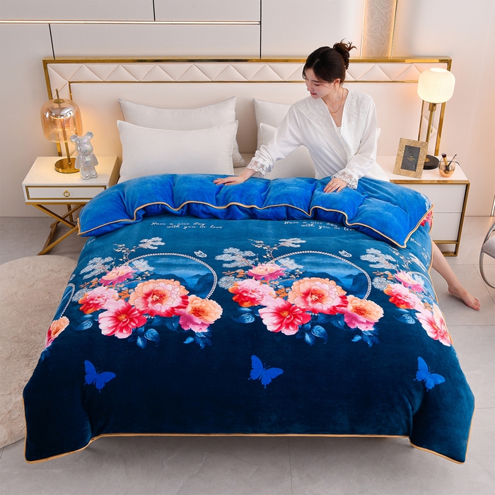 91家纺网 家纺一手货源 找家纺 2025新款牛奶绒印花床裙四件套系列-四件套 镜花水月