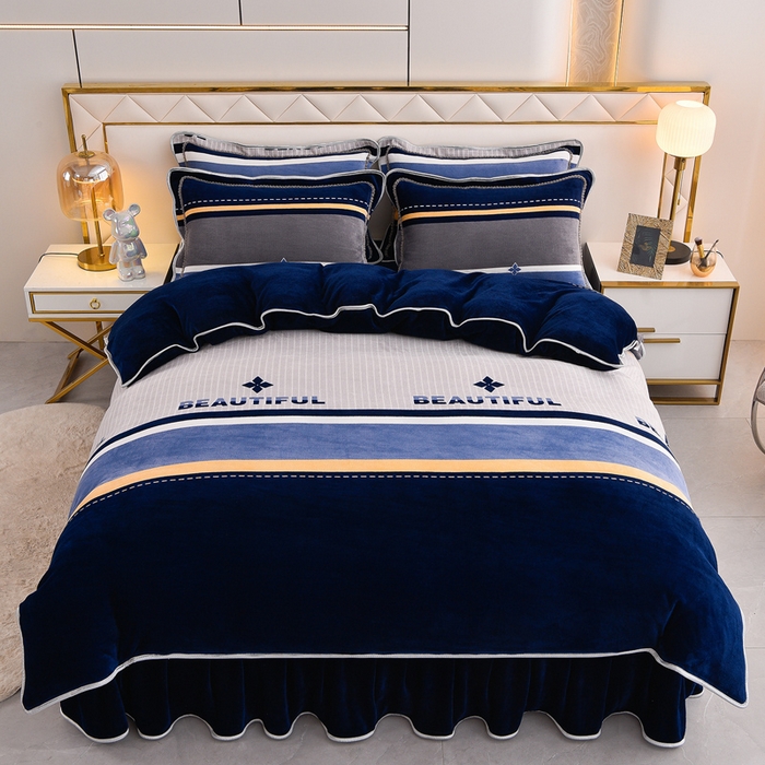 91家纺网 家纺一手货源 找家纺 2025新款牛奶绒印花床裙四件套系列-四件套 轻奢生活