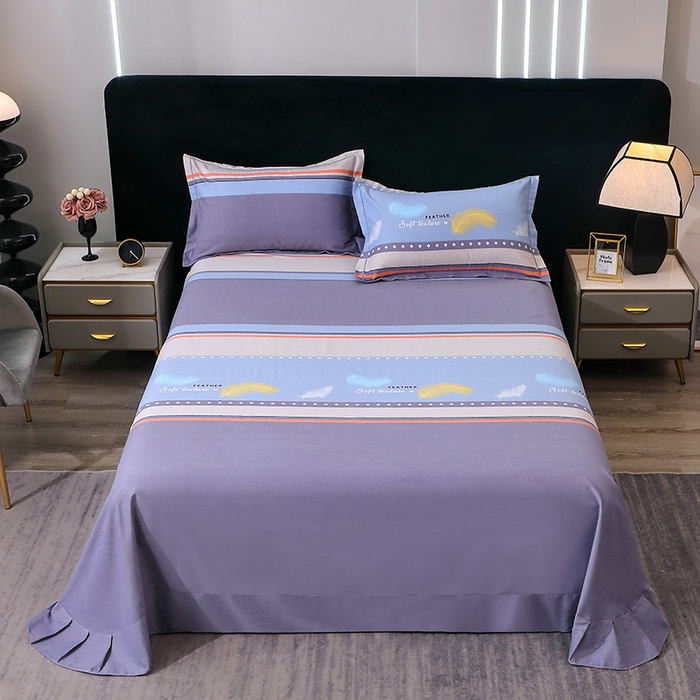 馨雅家纺 2025新款全棉纯棉磨毛系列床单单品床单单件单床单 弗郎-蓝