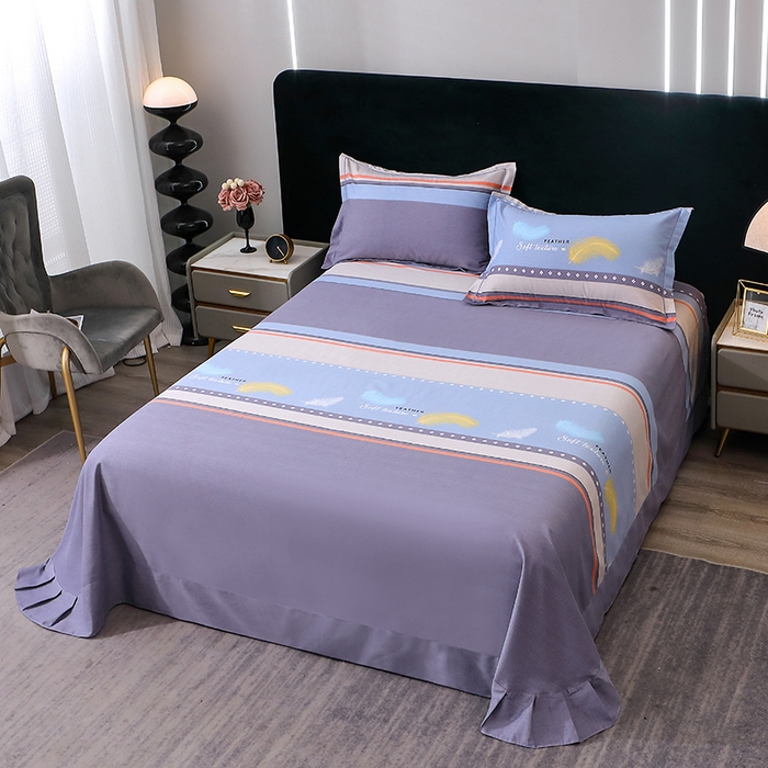 91家纺网 家纺一手货源 找家纺 馨雅家纺 2025新款全棉纯棉磨毛系列床单单品床单单件单床单 弗郎-蓝