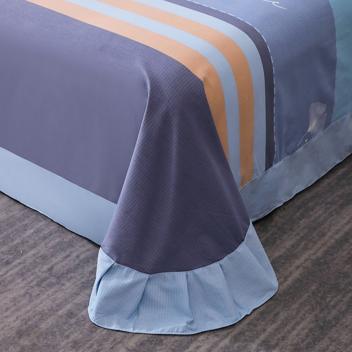 91家纺网 家纺一手货源 找家纺 馨雅家纺 2025新款全棉纯棉磨毛系列床单单品床单单件单床单 若雨千叶-蓝