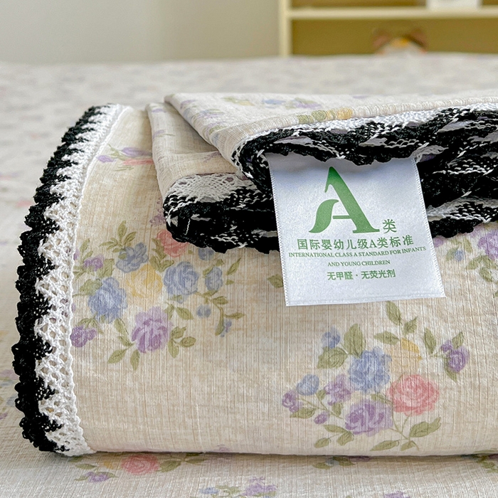 91家纺网 家纺一手货源 找家纺 逸林家纺《原希尔顿逸林》 2025新款云感皱皱纱镂空花边床单单品床单单件单床单 紫魅