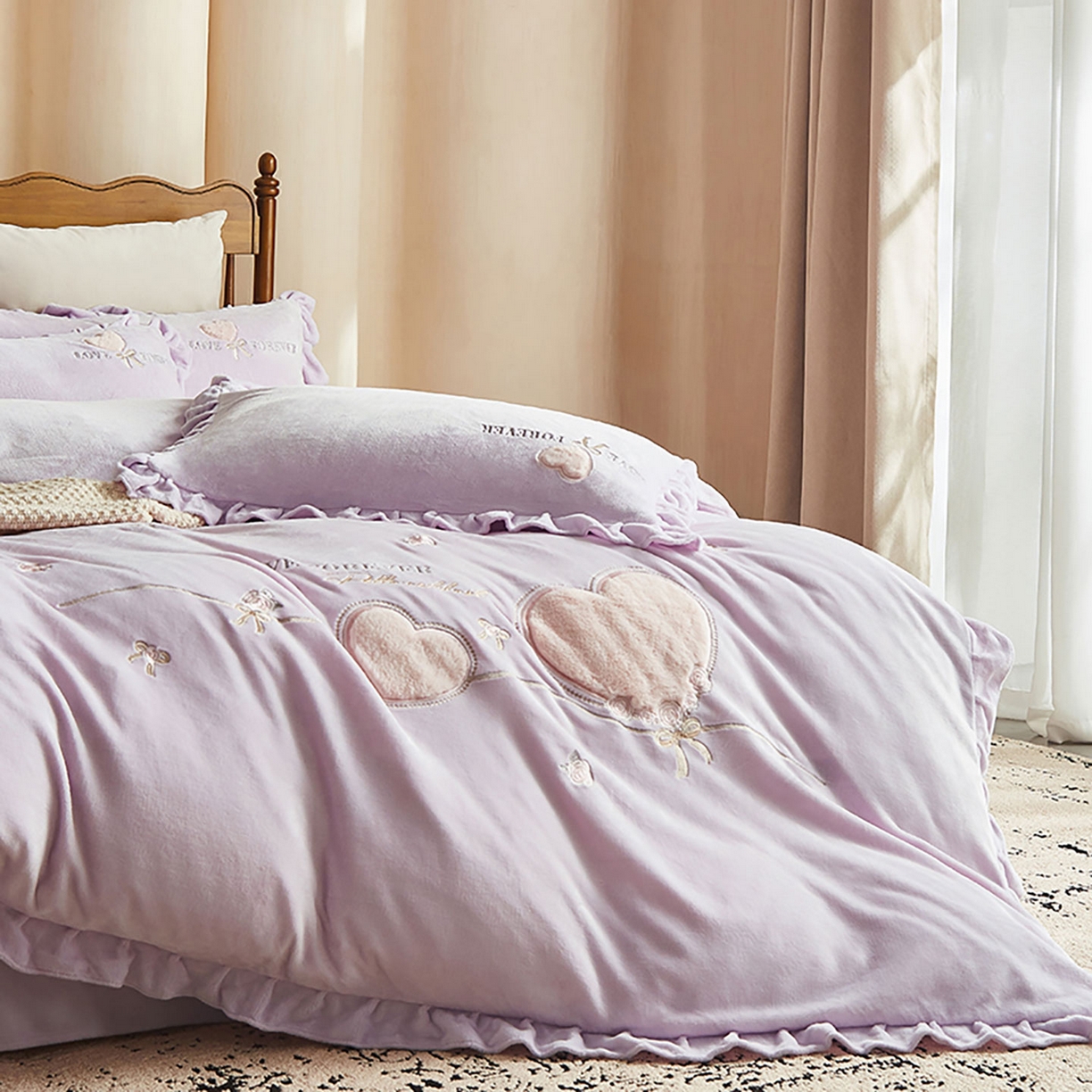 91家纺网 家纺一手货源 找家纺 （总）卡初家居（原微来） 2025新款秋冬A类亲肤牛奶绒刺绣款四件套-暖阁系列（提供买家秀）