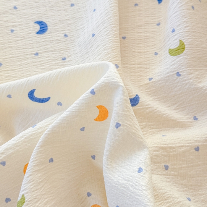 91家纺网 家纺一手货源 找家纺 （总）一诺家居 2025新款A类云感双层纱针织棉印花母婴级裸睡床单三件套 量大可优惠 量大可送货