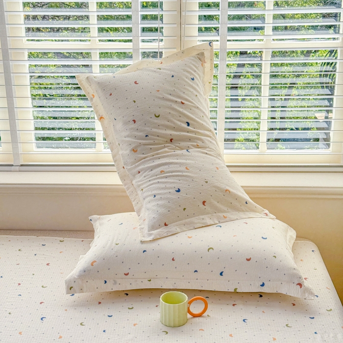 91家纺网 家纺一手货源 找家纺 （总）一诺家居 2025新款A类云感双层纱针织棉印花母婴级裸睡床单三件套 量大可优惠 量大可送货