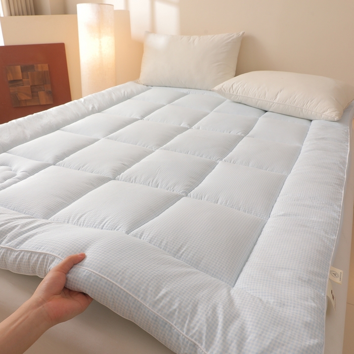 老帅的工厂店 2025新款小格子款棉花床垫软床褥 白色