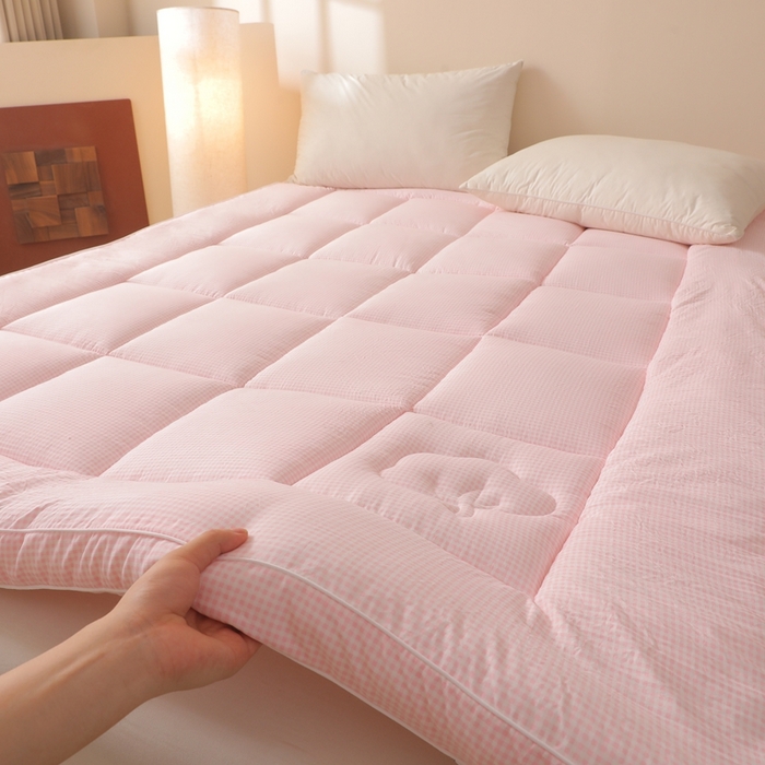 老帅的工厂店 2025新款小格子款棉花床垫软床褥 粉色