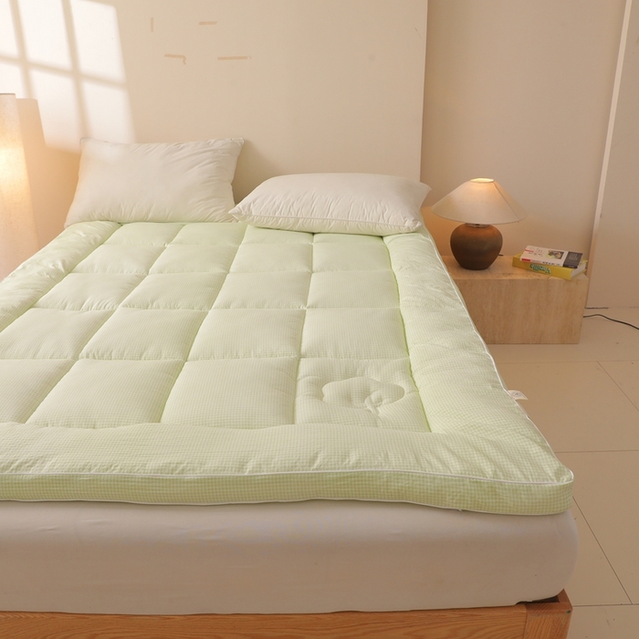 91家纺网 家纺一手货源 找家纺 老帅的工厂店 2025新款小格子款棉花床垫软床褥 绿色