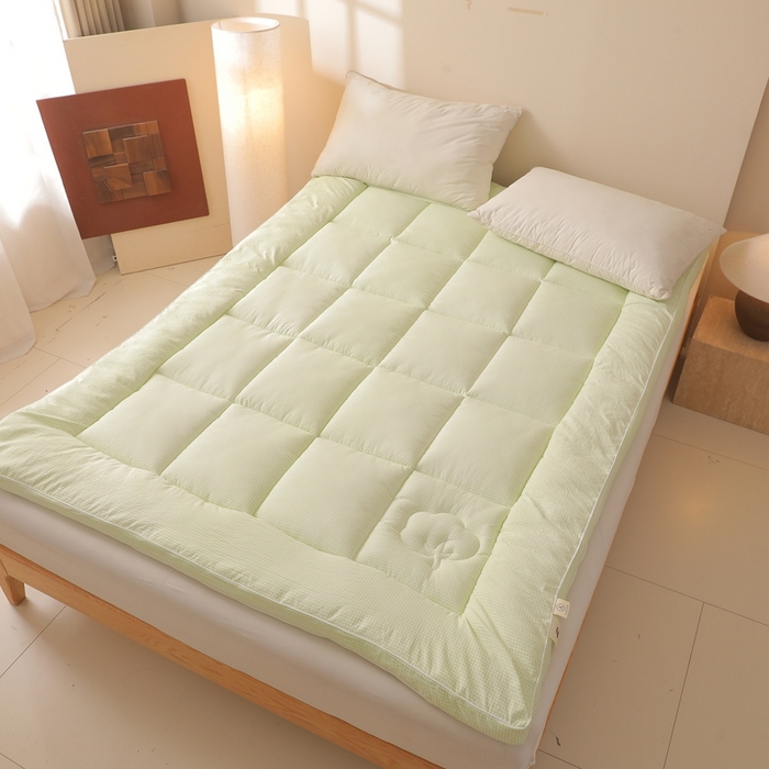 91家纺网 家纺一手货源 找家纺 老帅的工厂店 2025新款小格子款棉花床垫软床褥 绿色