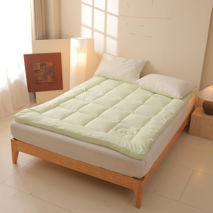 91家纺网 家纺一手货源 找家纺 老帅的工厂店 2025新款小格子款棉花床垫软床褥 绿色